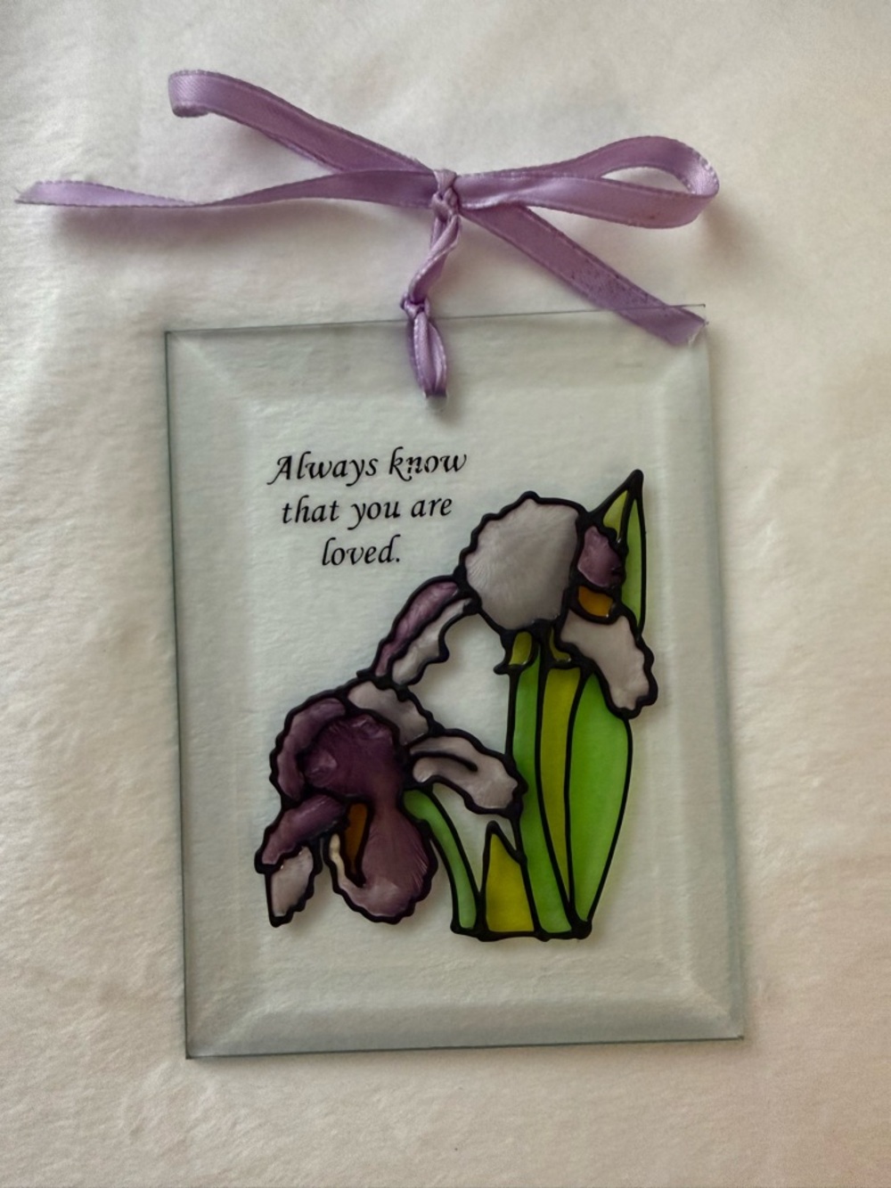 Glass Wall Art Panel with Purple Flower -